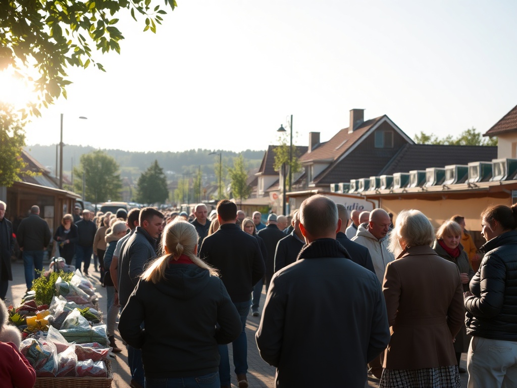Mieszkańcy Ostrowa Wielkopolskiego świętujący majówkę na tle miejskiego parku lub podczas lokalnego festynu.